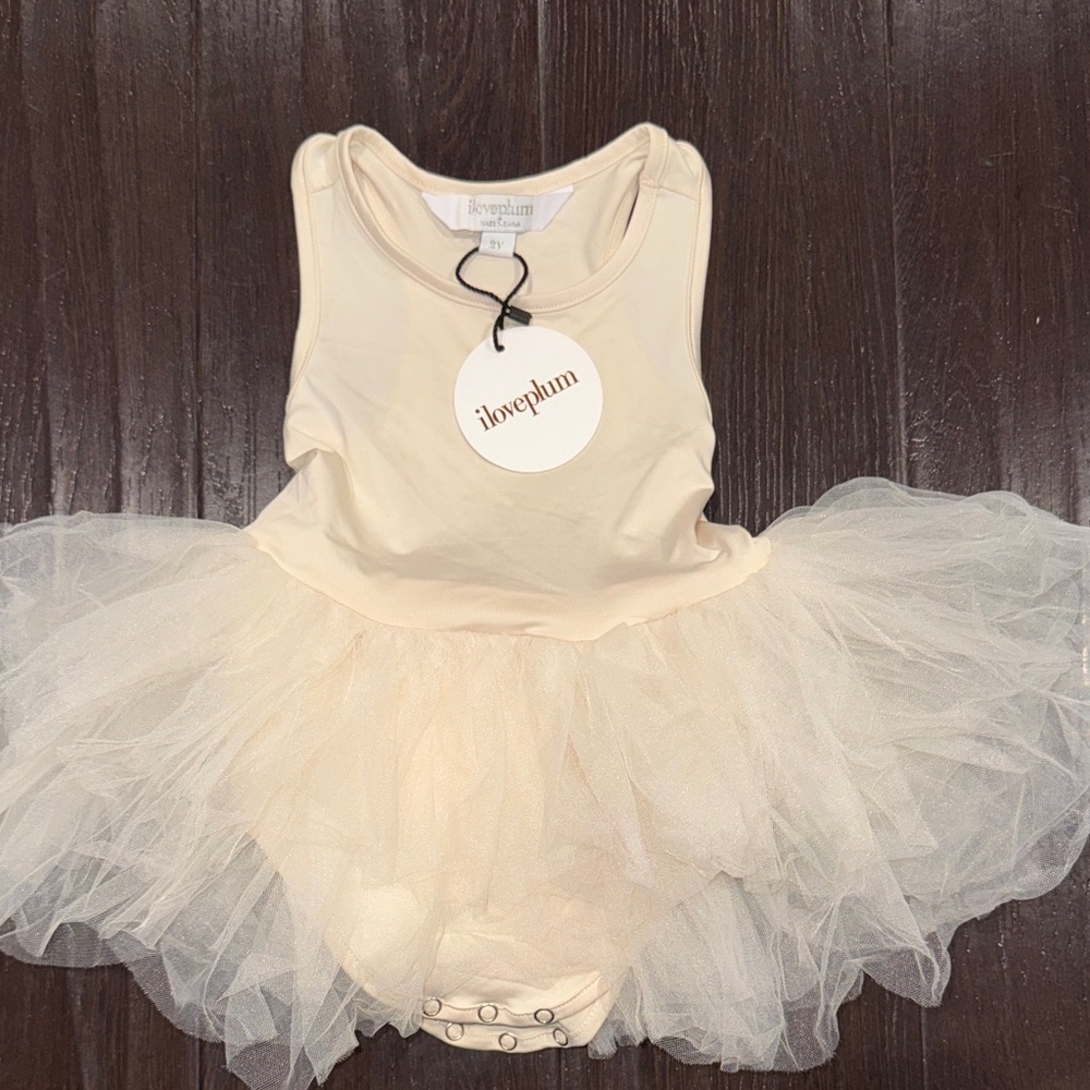 I Love Plum Cream Tutu Dress